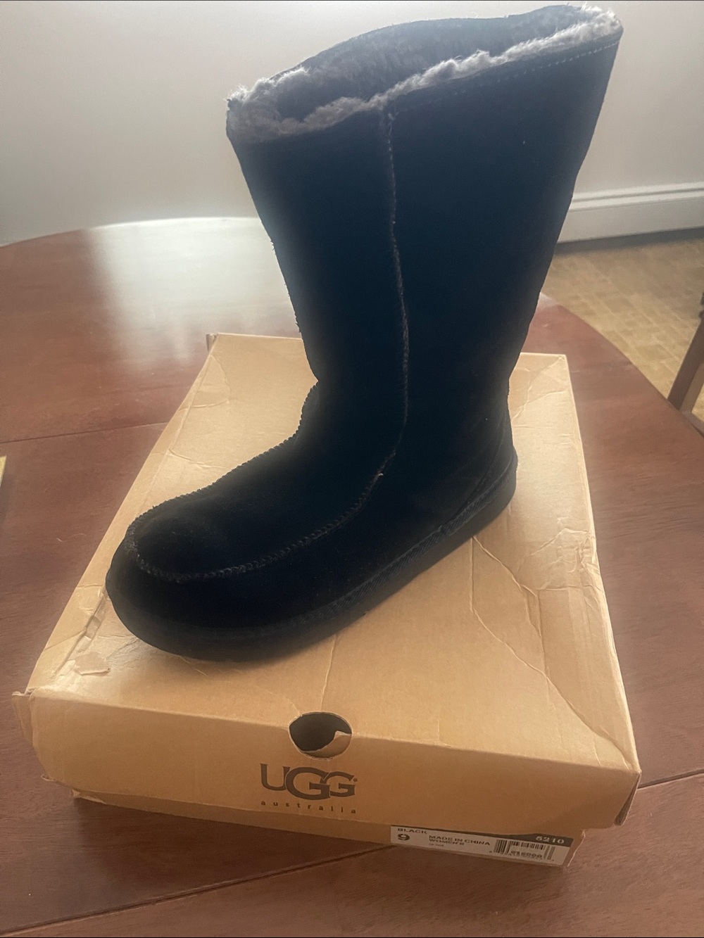 UGG Black Tall Suede Shearling-Lined Boot